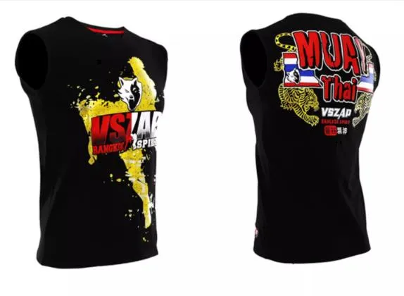 Vszap Bangkok Spirit VTT011 Muay Thai Boxing Vest Tank Top S-4XL Black