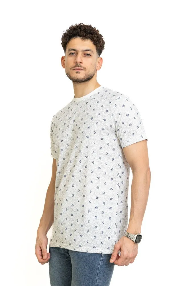 White Printed Round T-Shirt Design 1