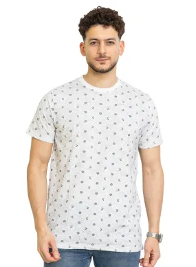 White Printed Round T-Shirt Design 1