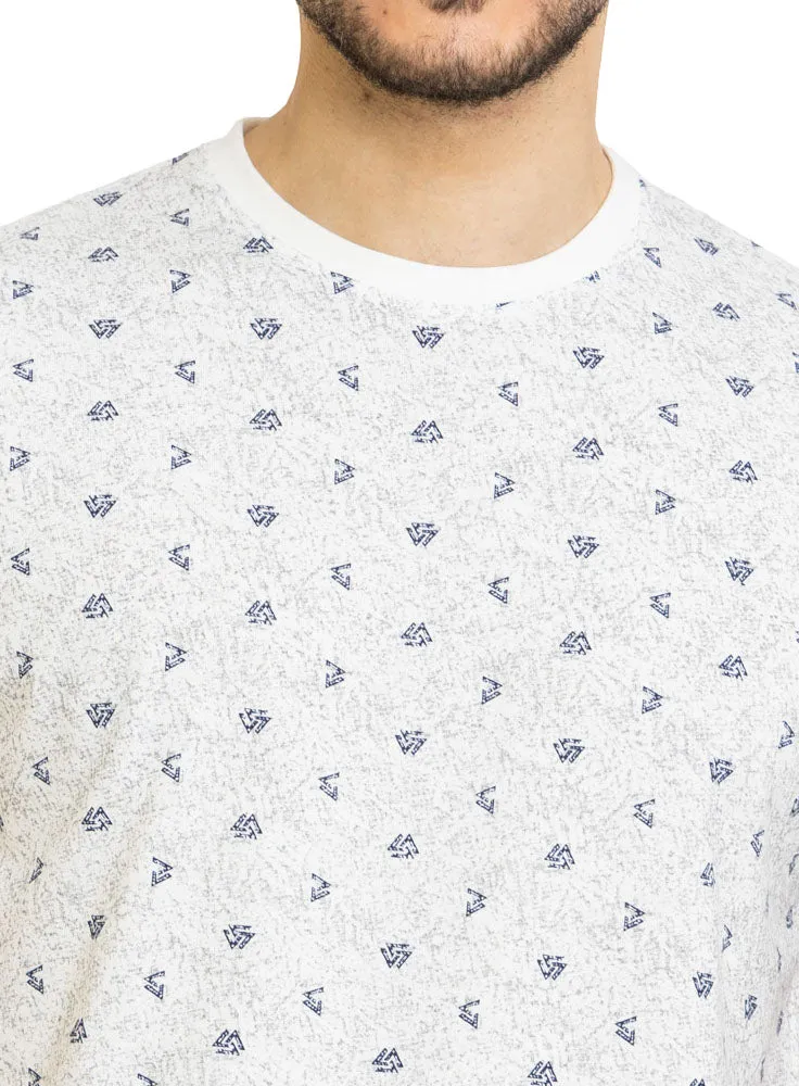 White Printed Round T-Shirt Design 1