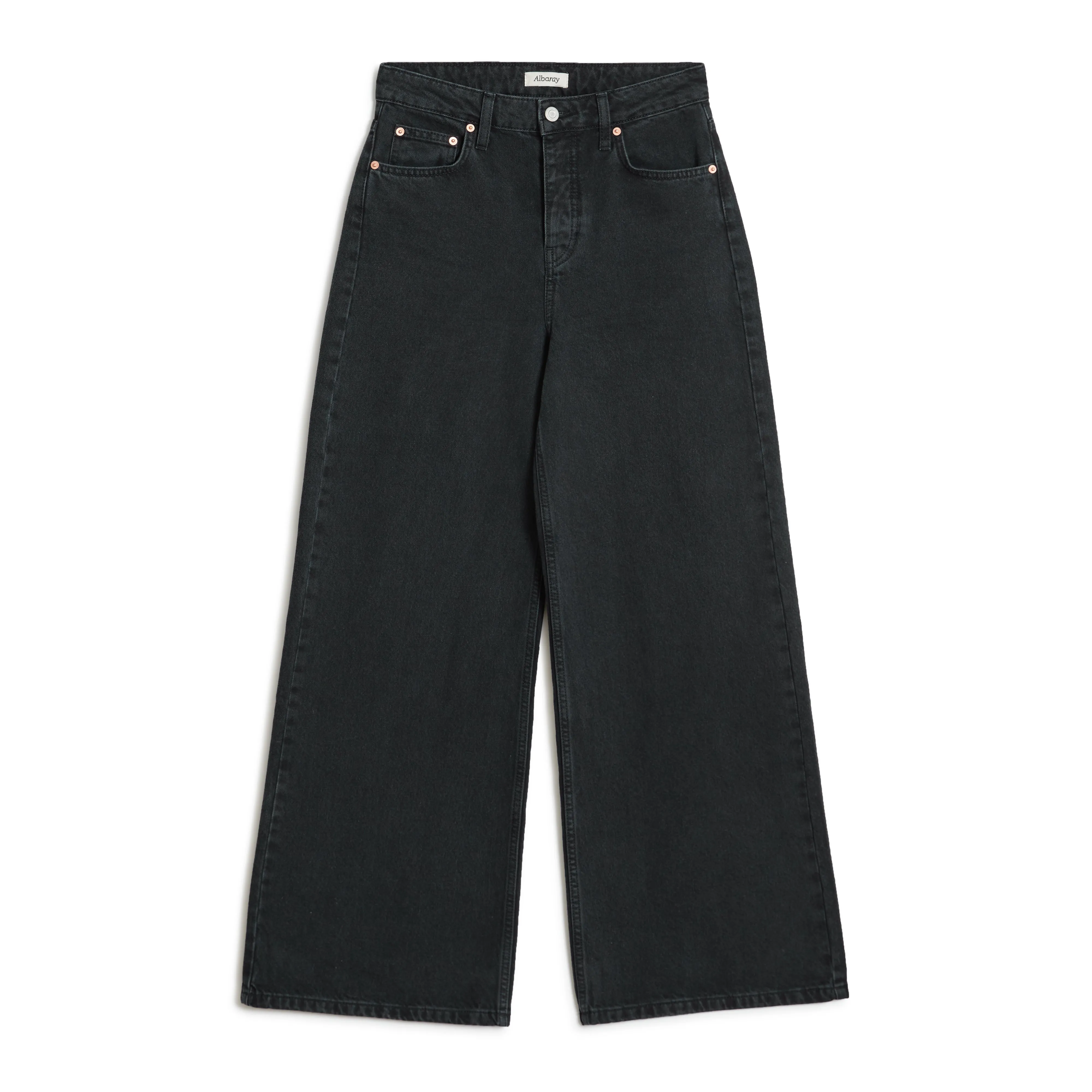 Wide Leg Crop Jeans in Black by Albaray