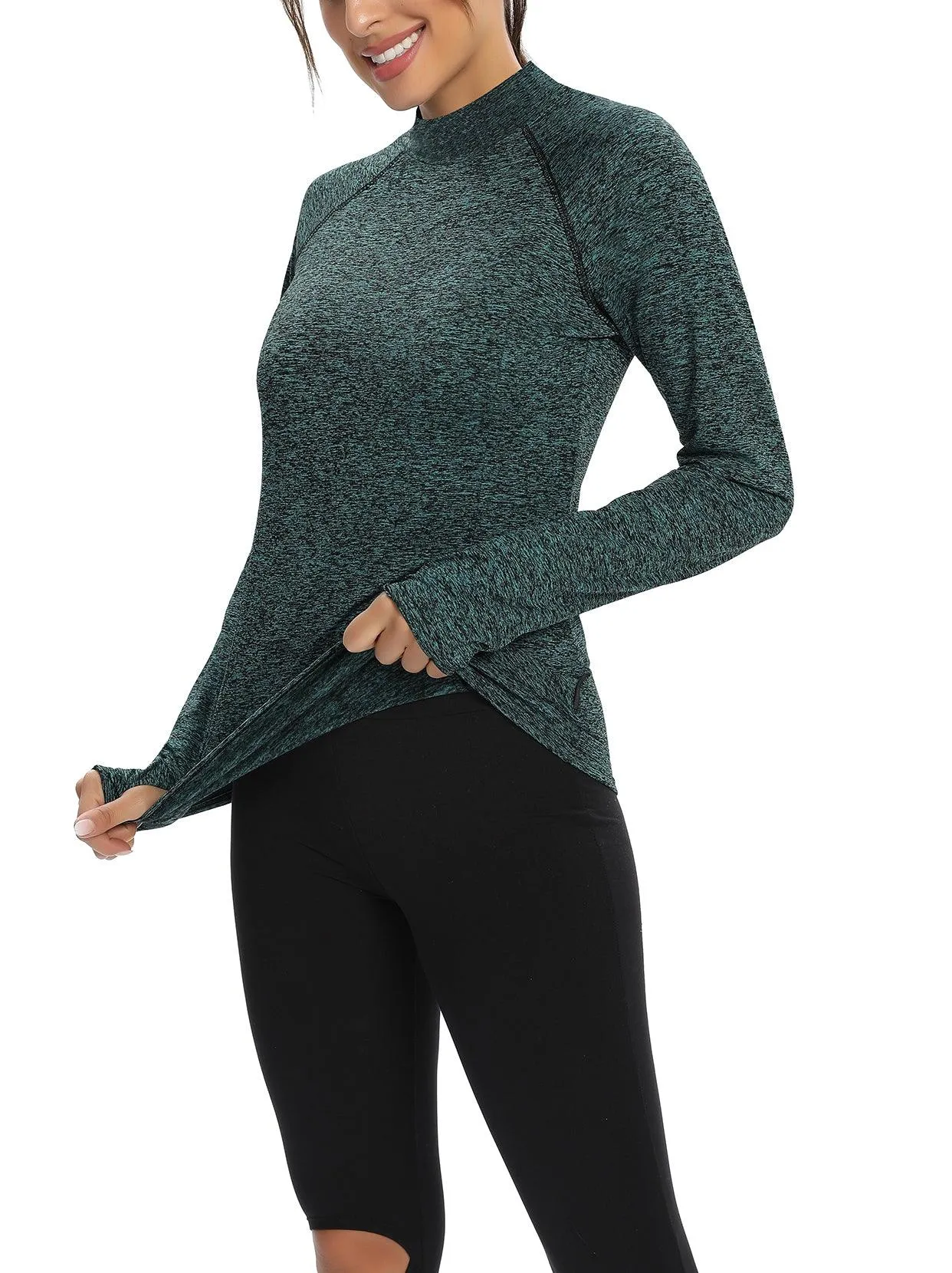 Women's Mock-neck thermal Top with thumb holes