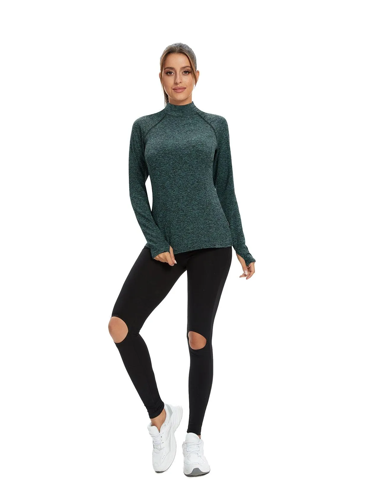 Women's Mock-neck thermal Top with thumb holes