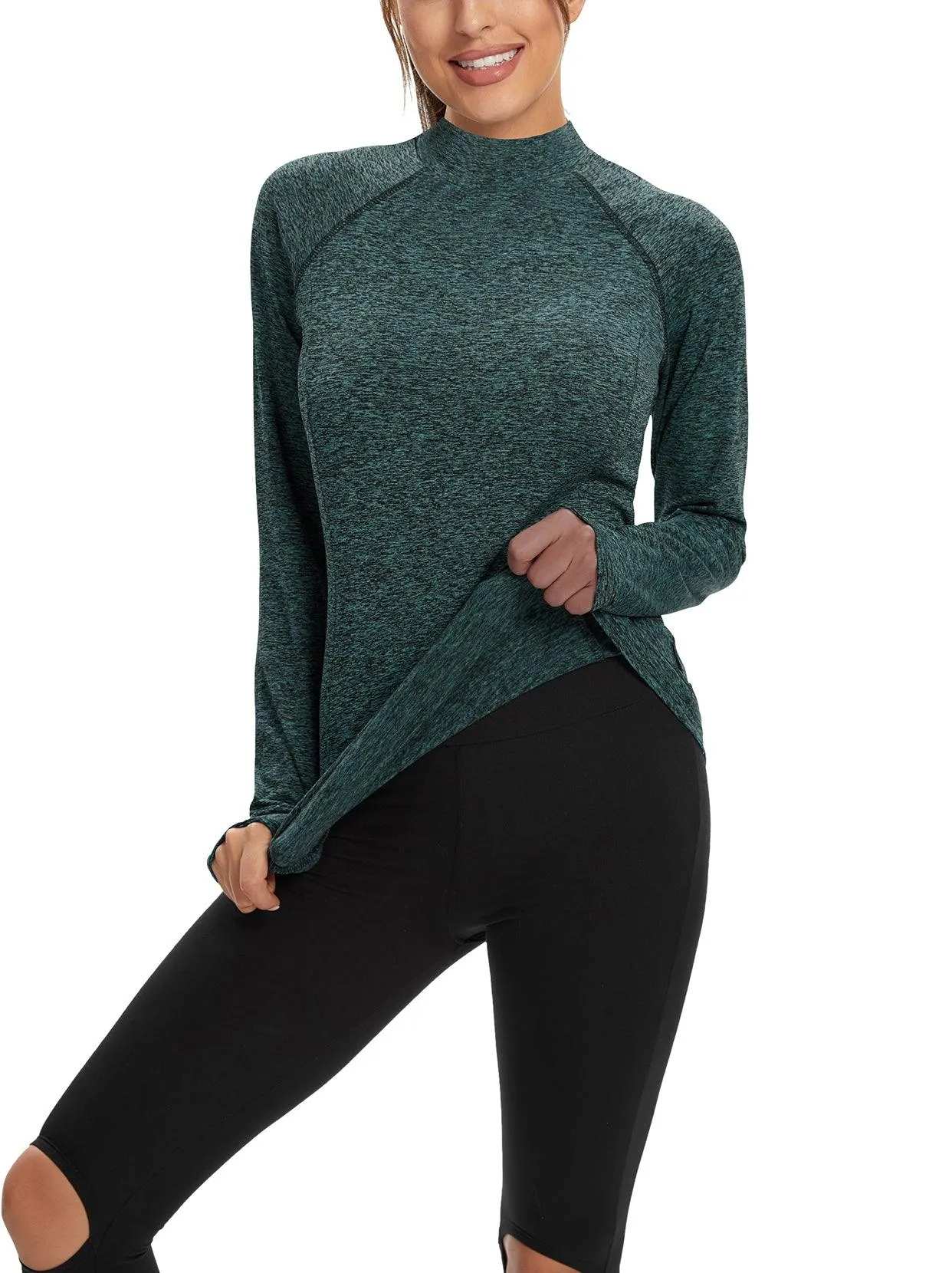 Women's Mock-neck thermal Top with thumb holes