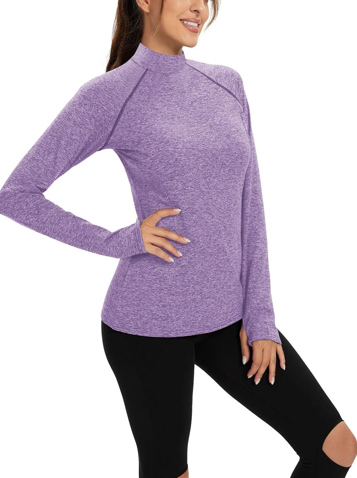 Women's Mock-neck thermal Top with thumb holes