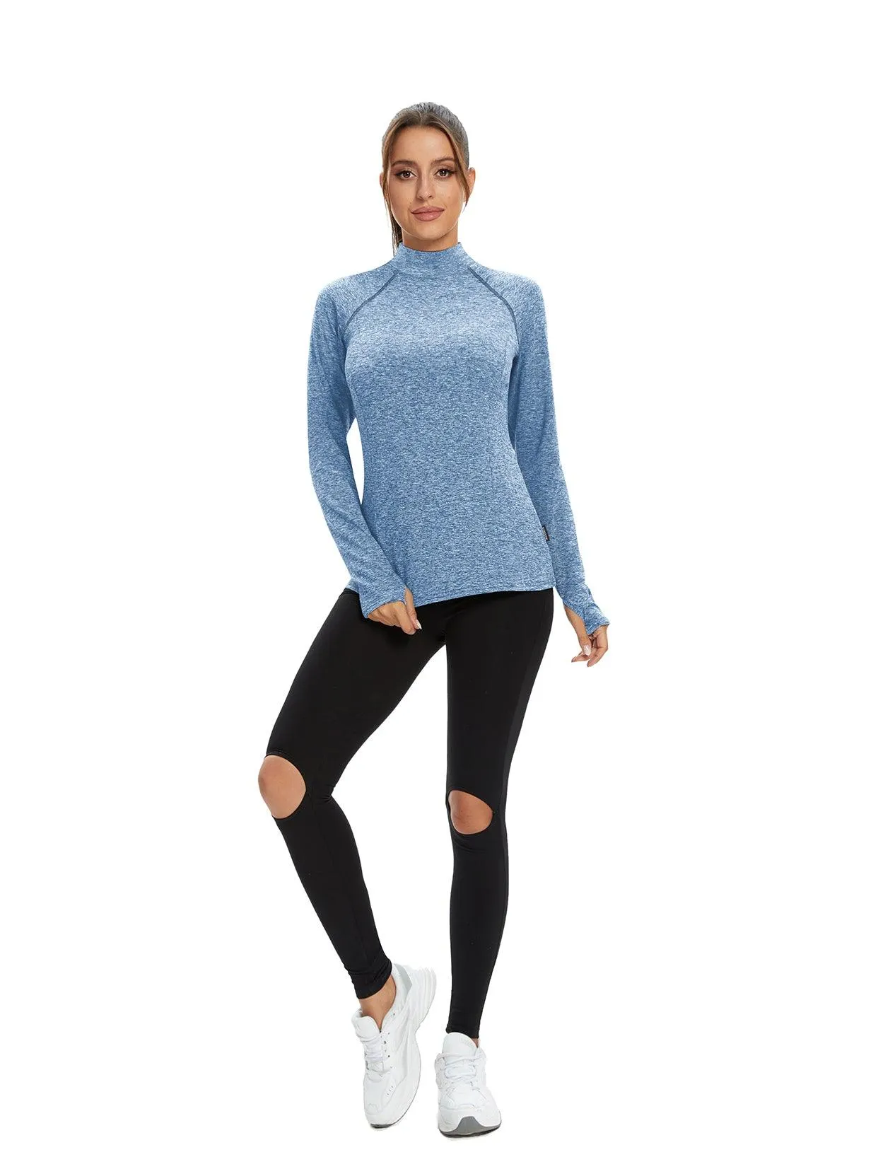 Women's Mock-neck thermal Top with thumb holes