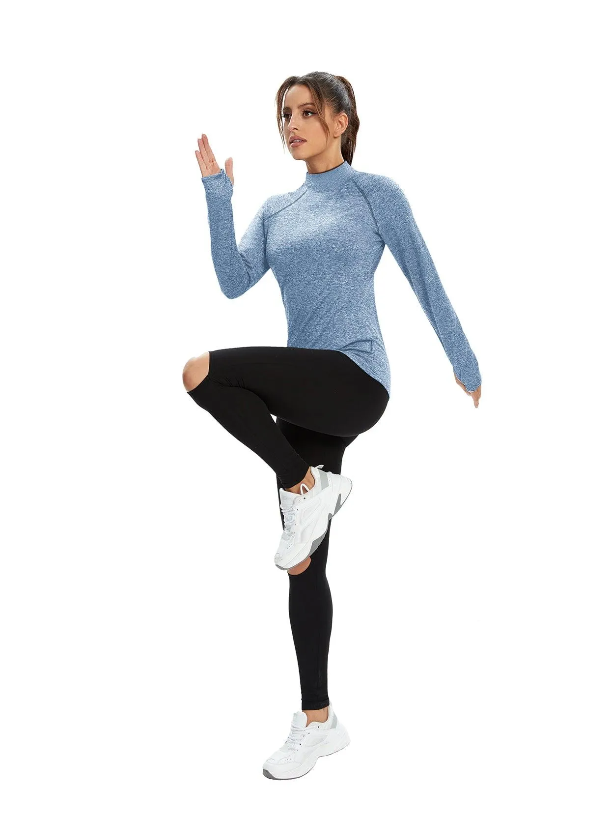 Women's Mock-neck thermal Top with thumb holes