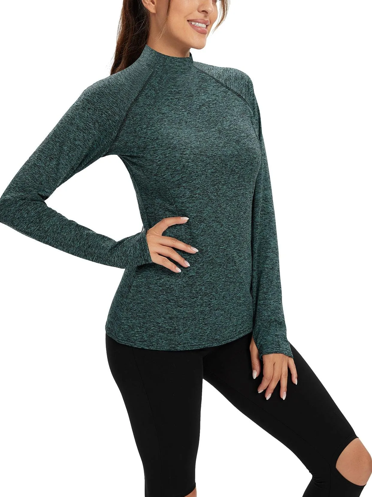 Women's Mock-neck thermal Top with thumb holes