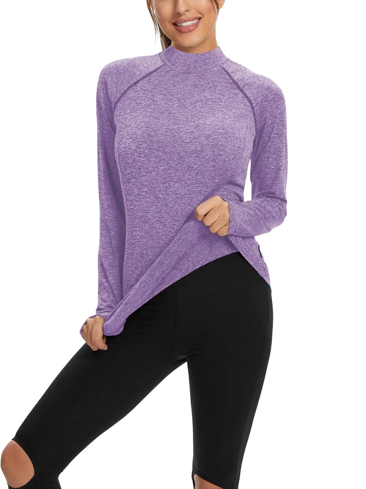 Women's Mock-neck thermal Top with thumb holes