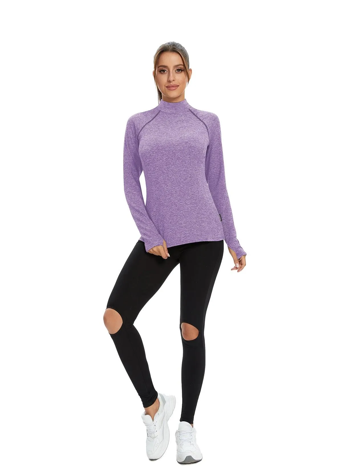 Women's Mock-neck thermal Top with thumb holes