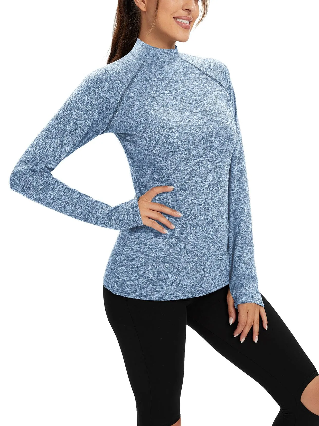 Women's Mock-neck thermal Top with thumb holes