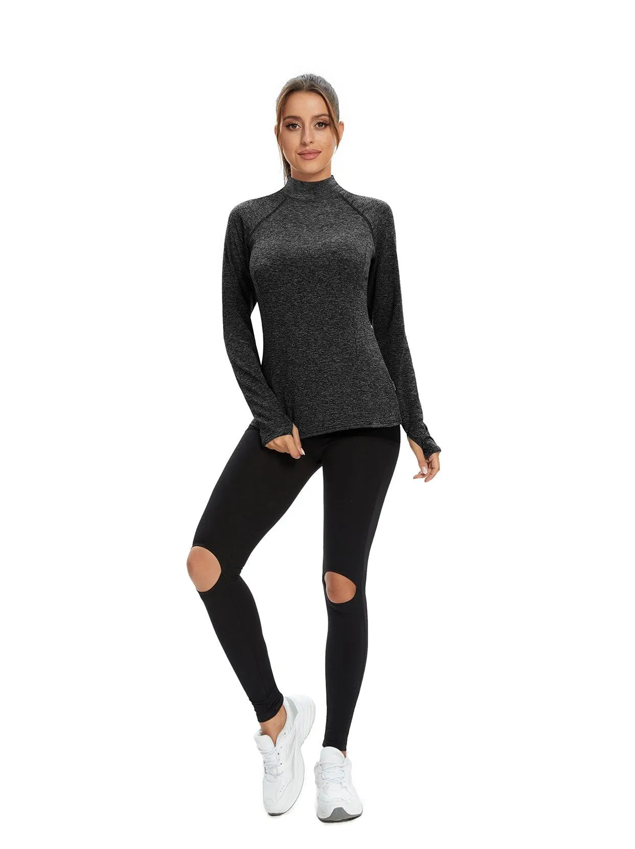 Women's Mock-neck thermal Top with thumb holes