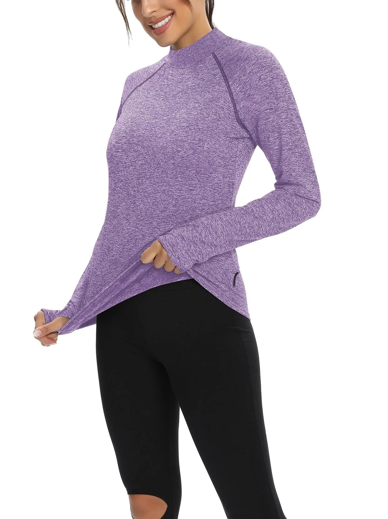 Women's Mock-neck thermal Top with thumb holes