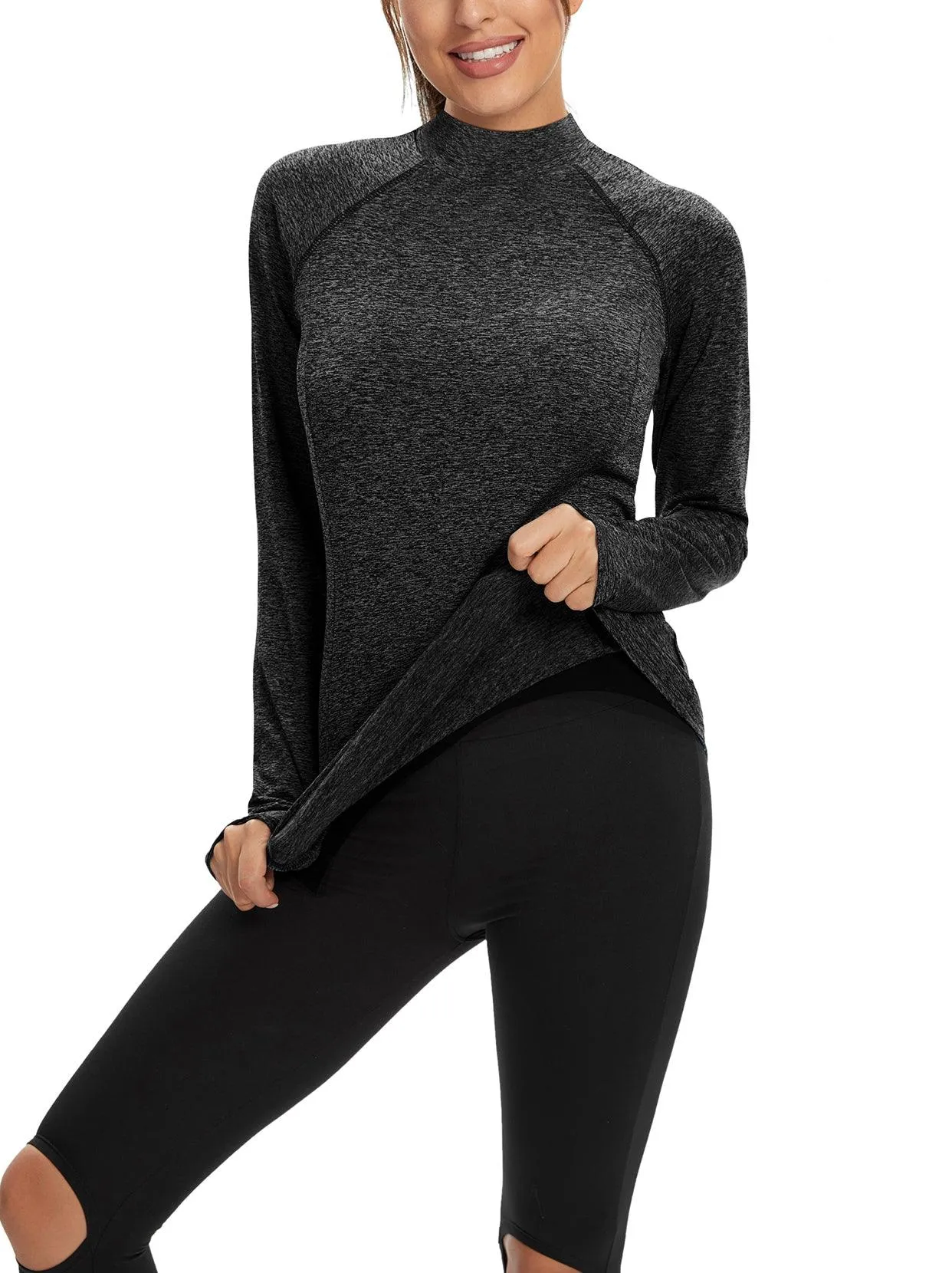 Women's Mock-neck thermal Top with thumb holes