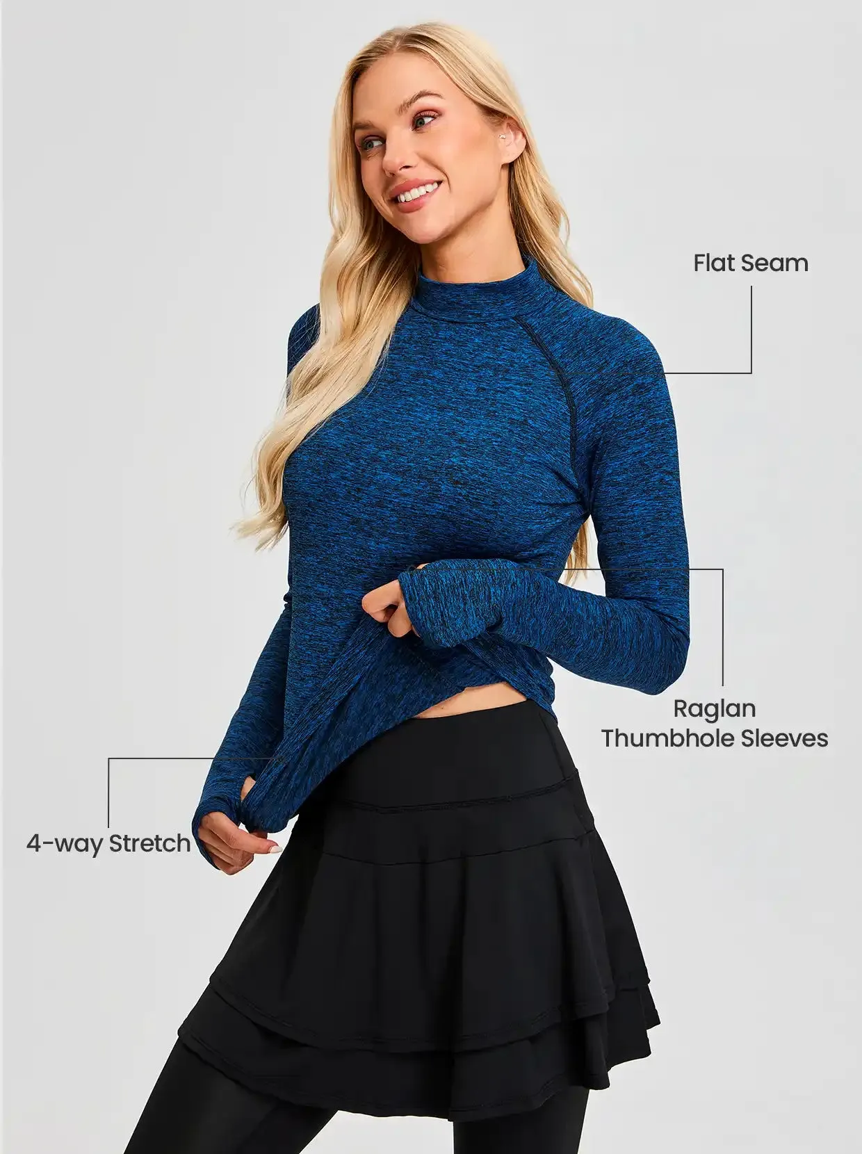 Women's Mock-neck thermal Top with thumb holes