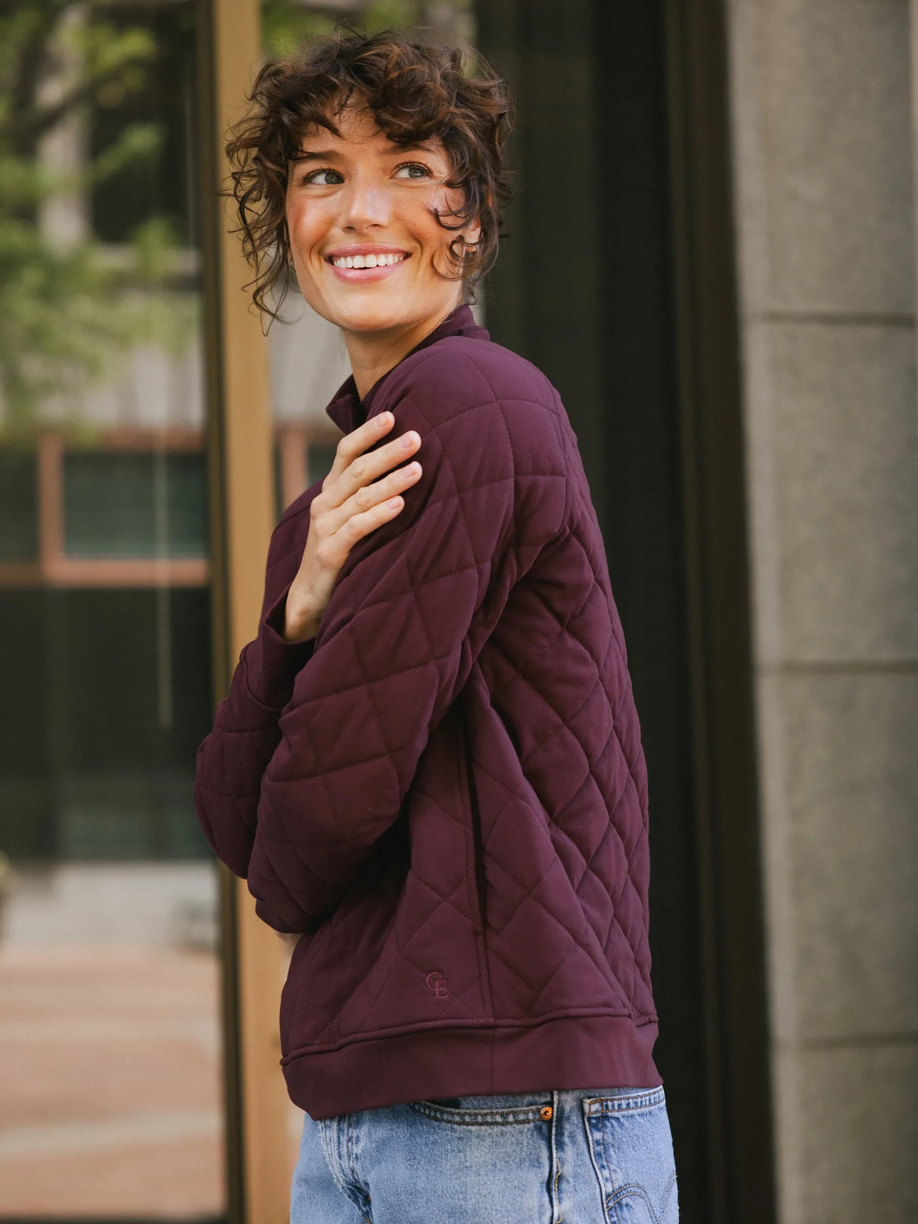 Women's Ultra-Soft Bamboo Quilted Snap Pullover