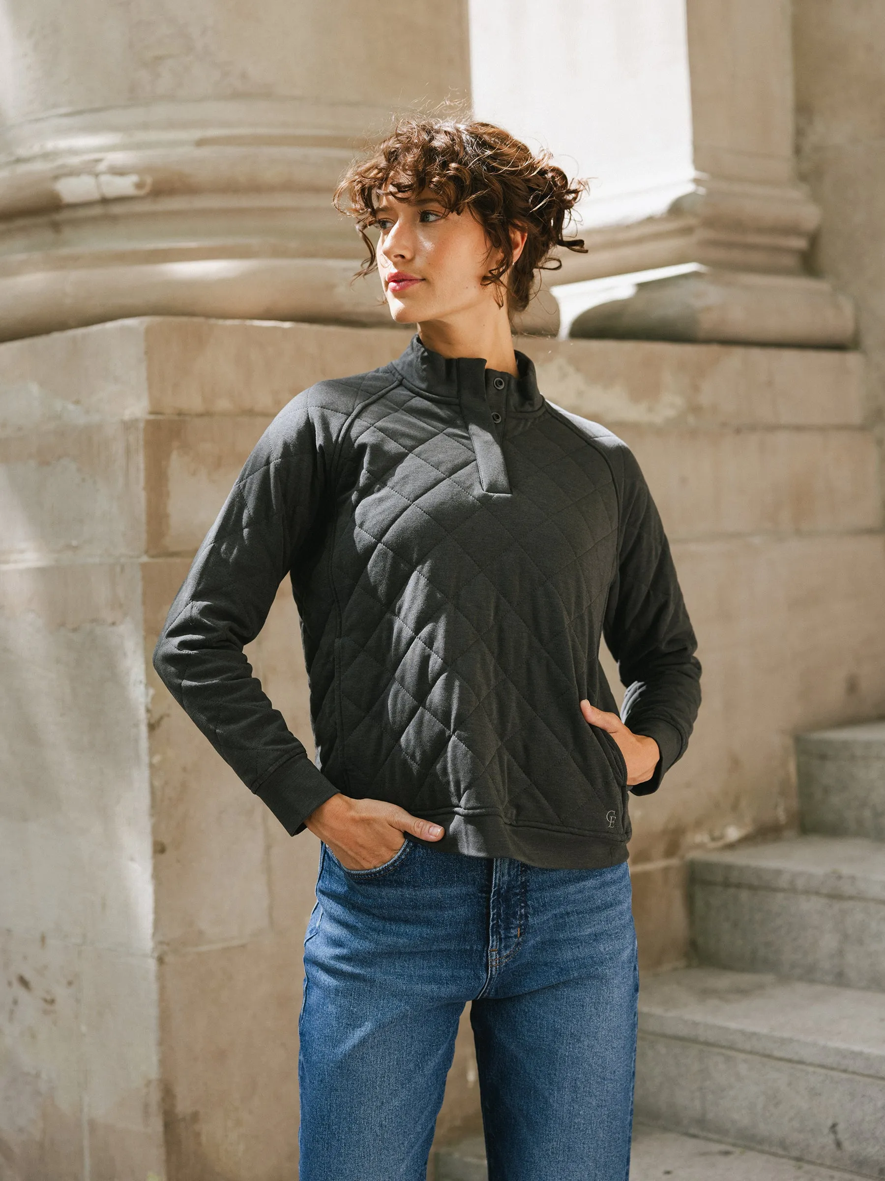 Women's Ultra-Soft Bamboo Quilted Snap Pullover